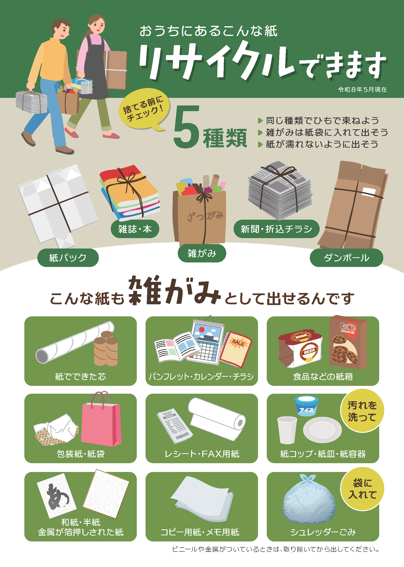 雑紙リサイクルのチラシ（表面）