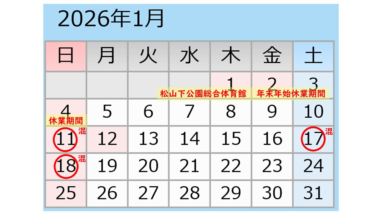 1月松山下公園駐車場混雑予想
