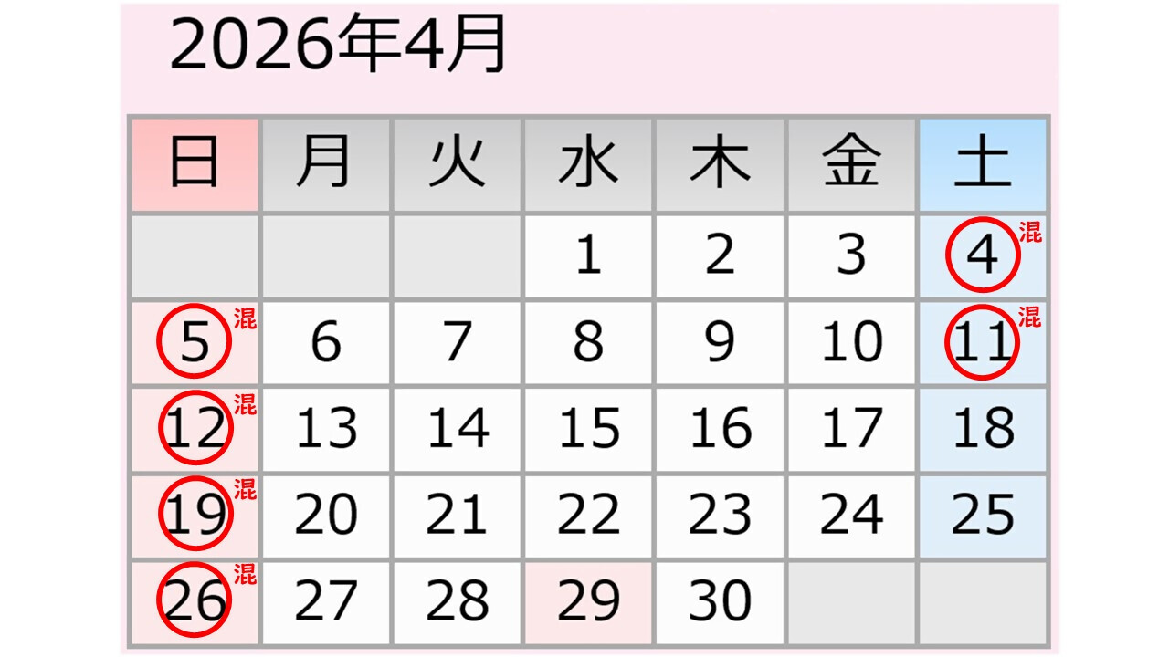 4月松山下公園駐車場混雑予想