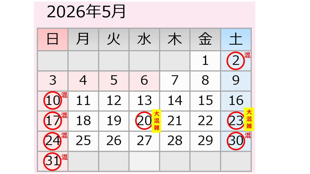 5月松山下公園駐車場混雑予想