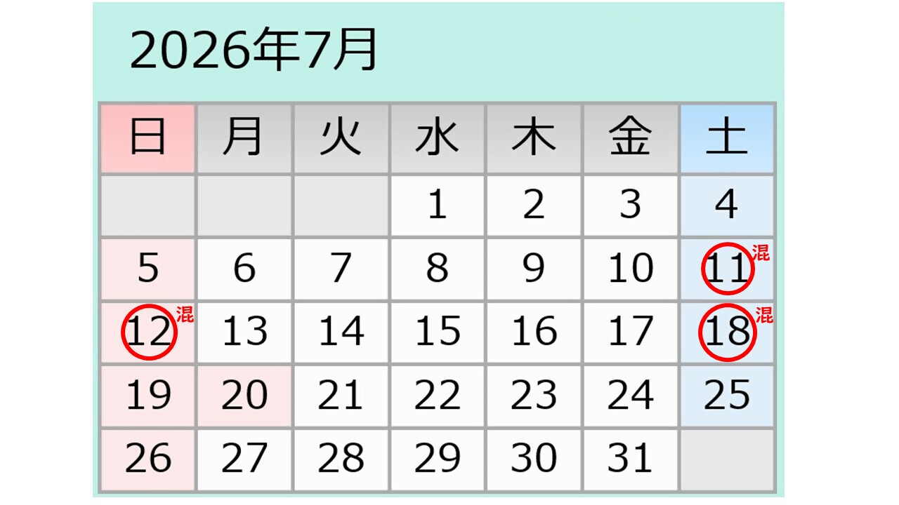 7月松山下公園駐車場混雑予想